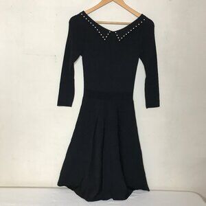 Sandro Paris Designer Fit & Flare Flirty Party or Career Dress Neckline Beading